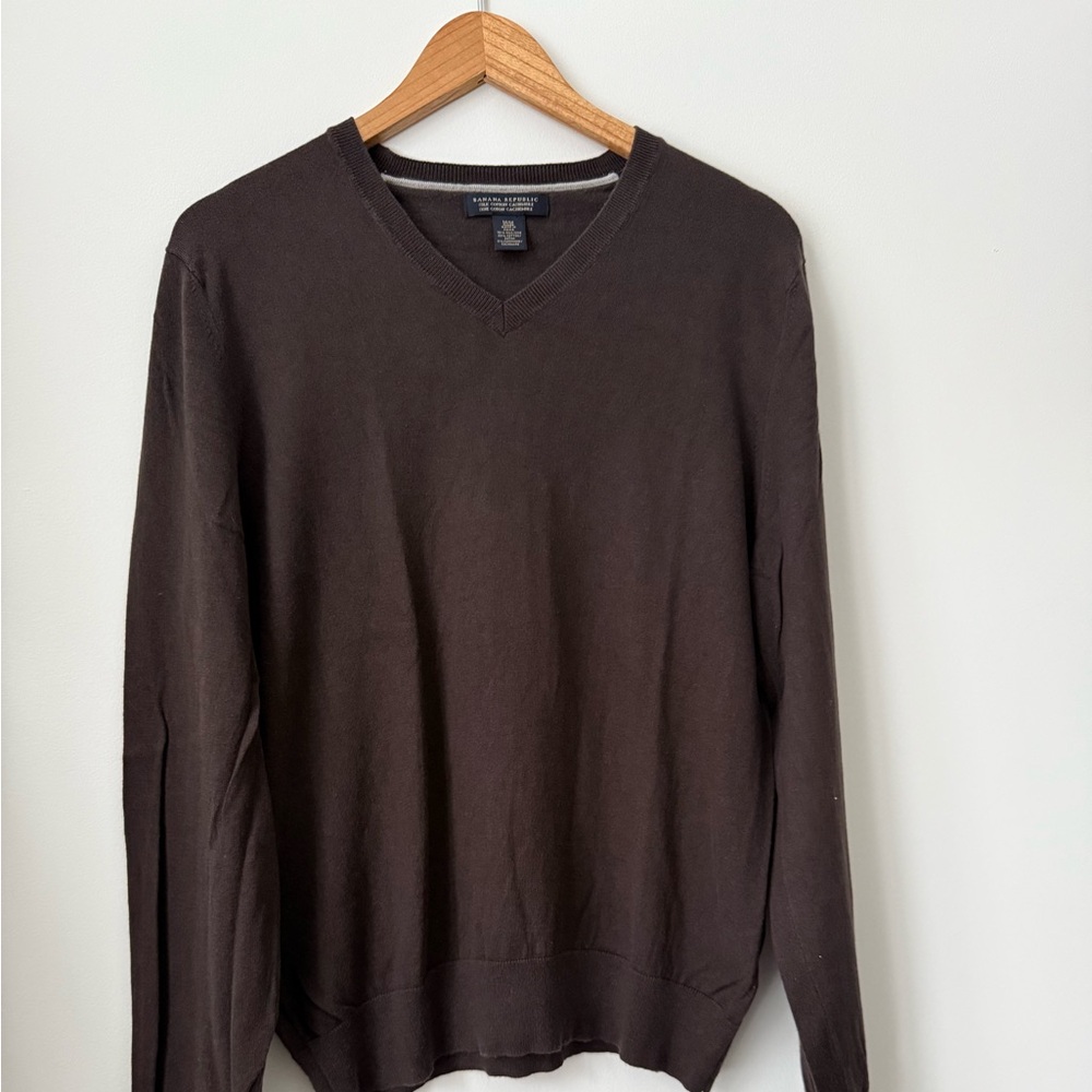 Banana Republic Silk Cotton Cashmere V-Neck Sweater Men’s Medium chocolate brown